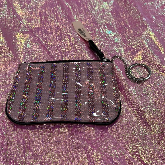 Victoria secret sequin change purse wallet key ring new - Picture 2 of 2